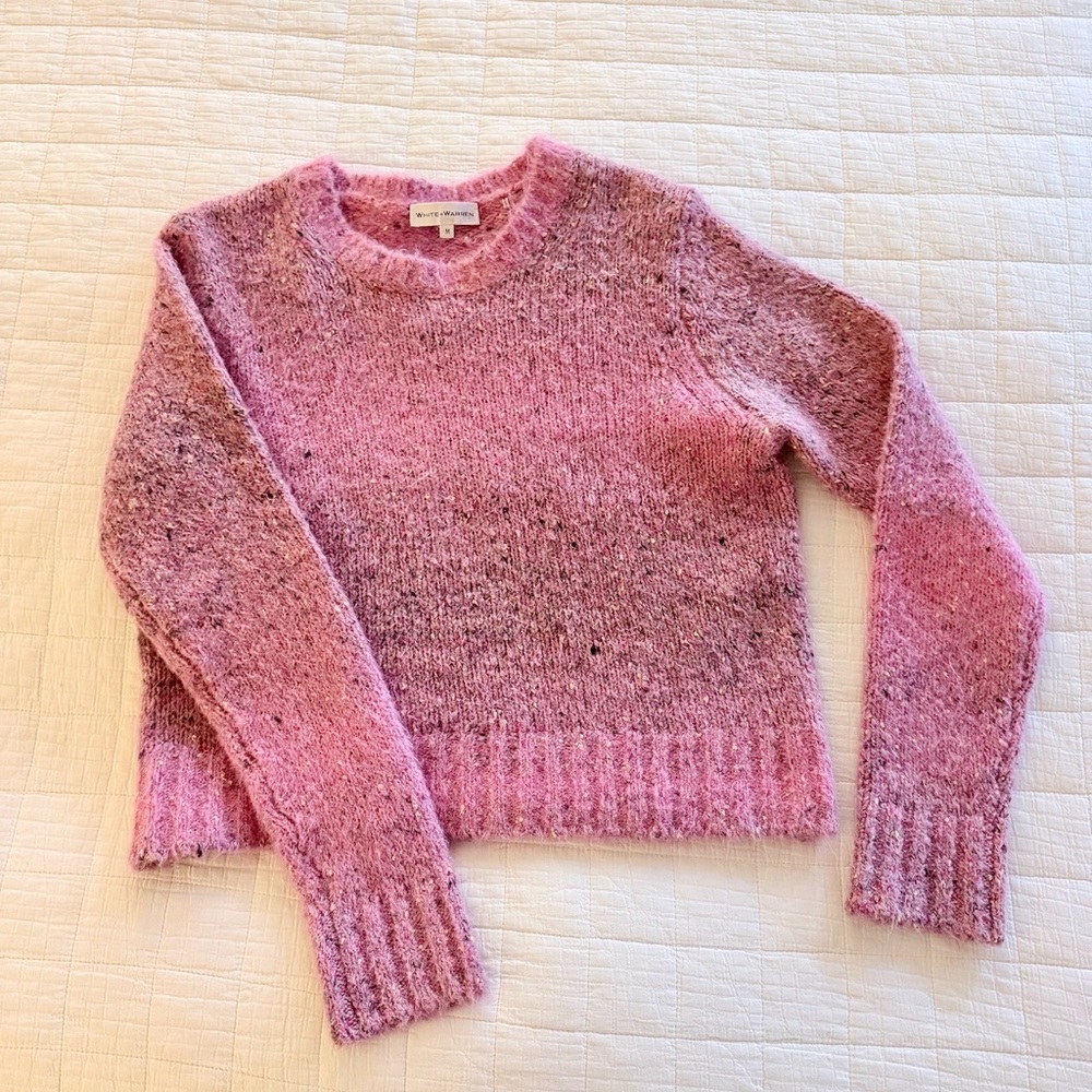 White + Warren confetti Blend Pink Crew Neck Sweater size M
